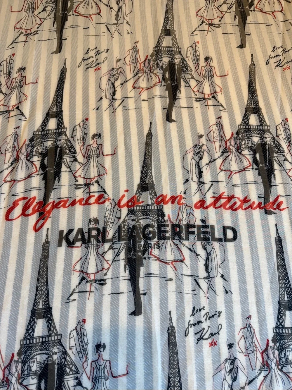 KARL LAGERFELD🇫🇷🥖Parisian Eiffel TowerChiffon-like,lightweight Wrap Scarf❤️🖤RARE